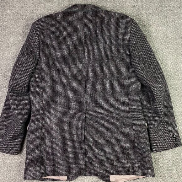 Vintage Harris Tweed Blazer Sport Coat Men's 44R Burgundy and Gray Wool - Picture 5 of 12